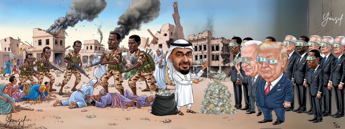 🔴 The truth about Sudan’s tragedy cannot be blurred by UAE propaganda. 

The UAE has poured its money, weapons, drones, and influence into sustaining the Rapid Support Militia (Janjaweed), a militia committing genocide, war crimes, ethnic cleansing, and systematic sexual