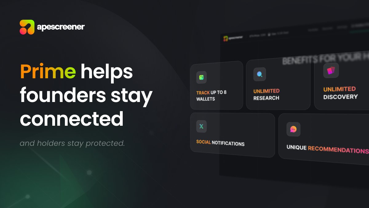 DeFiPawn (@defipawn) on Twitter photo $APES - In crypto, everyone talks about utility, but very few actually deliver it. <a href="/apescreener/">ApeScreener</a> Prime was created to answer a simple challenge: how can holders gain real control while giving project founders the tools to lead effectively?
For holders: real-time wallet alerts, $APES - In crypto, everyone talks about utility, but very few actually deliver it. <a href="/apescreener/">ApeScreener</a> Prime was created to answer a simple challenge: how can holders gain real control while giving project founders the tools to lead effectively?
For holders: real-time wallet alerts,