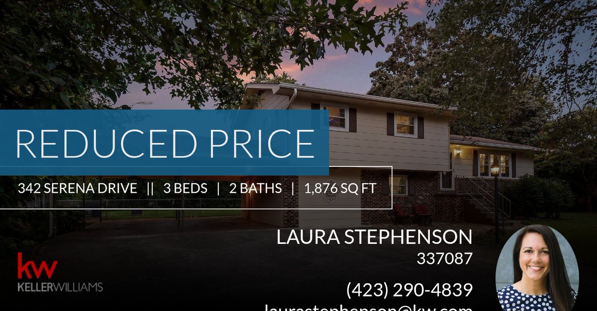 LauraDenisey's tweet photo. 📍 Reduced Price 📍 This recently reduced home at 342 Serena Drive in Hixson won't last long, so, don't wait to set up a showing! Reach out here or at (423) 290-4839 for more information!

Laura Stephenson
Keller Williams Greater C... https://t.co/OgmQvIFY0u https://t.co/NCGCfXKQao