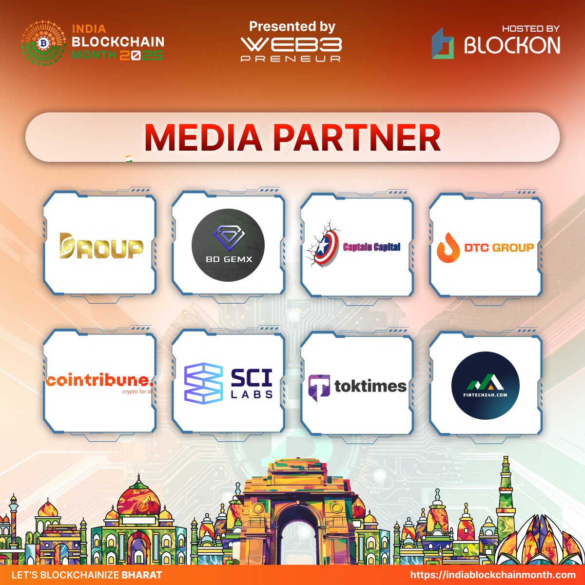 🎙️ INBM 2025 Media Force - Amplifying the Voices of Bharat’s Web3 🇮🇳

Over the past few weeks, we’ve welcomed some incredible Media Partners into the #INBM25 journey.

Here’s a collective shoutout to our recent Media Partners:
🔸 DGroup Capital <a href="/Dgroup_Gems/">DGroup Capital</a>
🔸 BD GemX <a href="/BD_GemX/">BD GemX</a>