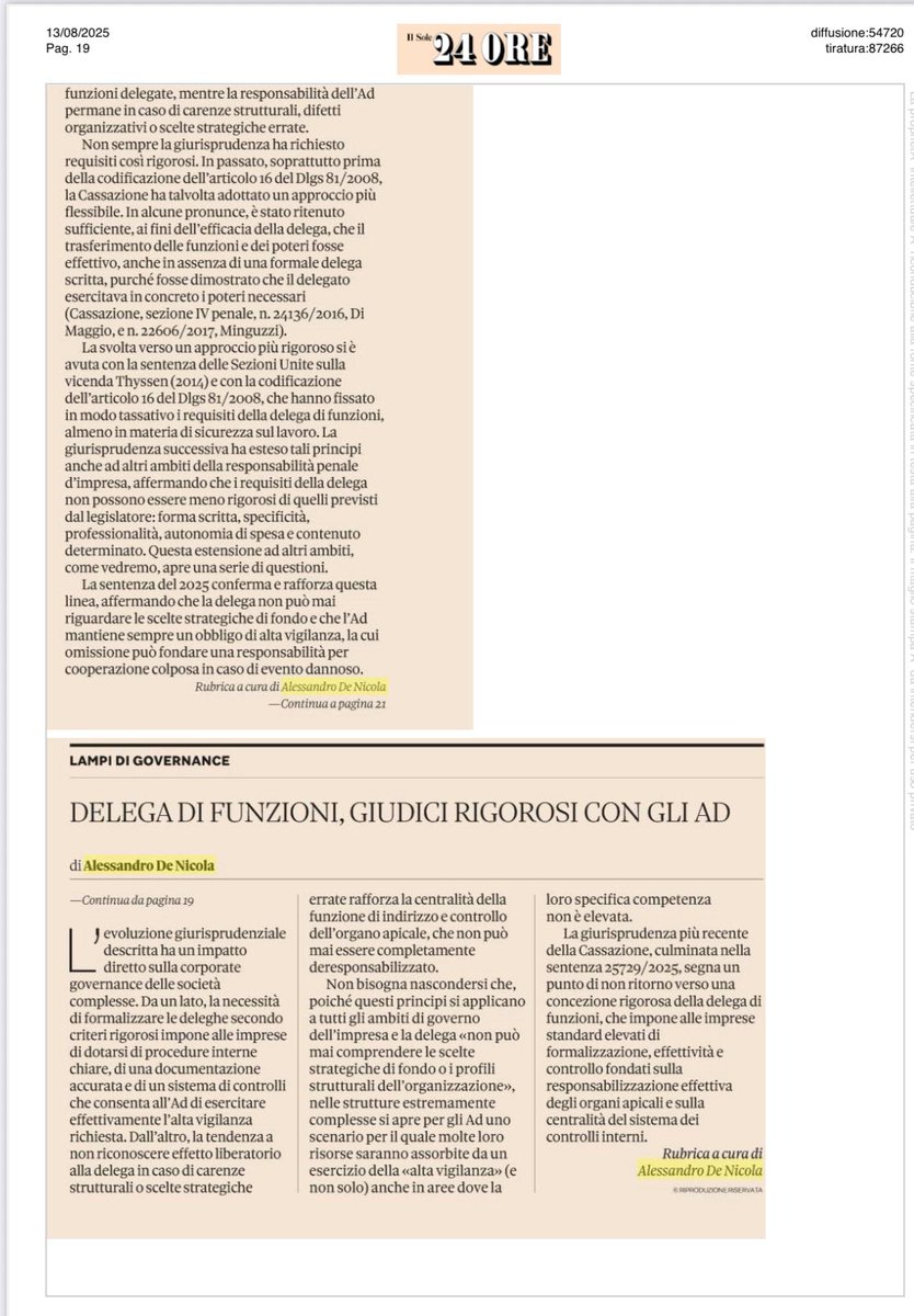 Alessandro De Nicola (@aledenicola) on Twitter photo Ritorna il vecchio brocardo Delegatus delegari non potest? Le insidie delle deleghe di funzioni per gli AD <a href="/AdamSmithIT/">Adam Smith Society</a> <a href="/fleinaudi/">Fondazione Luigi Einaudi</a> <a href="/Partito_Libdem/">Partito Liberaldemocratico</a> <a href="/IstLiberale/">Istituto Liberale</a> <a href="/liberinetwork/">Liberi Network 🇮🇹🇪🇺</a> <a href="/GiampaoloGalli/">Giampaolo Galli</a> <a href="/CarloStagnaro/">Carlo Stagnaro 🏴🇺🇦</a> <a href="/flaviafratello/">Flavia Fratello</a> <a href="/checovenier/">Francesco Venier</a> <a href="/Phastidio/">Mario Seminerio</a> <a href="/carloalberto/">C.A. Carnevale-Maffè</a> <a href="/FPanunzi/">Fausto Panunzi</a> <a href="/Phastidio/">Mario Seminerio</a> Ritorna il vecchio brocardo Delegatus delegari non potest? Le insidie delle deleghe di funzioni per gli AD <a href="/AdamSmithIT/">Adam Smith Society</a> <a href="/fleinaudi/">Fondazione Luigi Einaudi</a> <a href="/Partito_Libdem/">Partito Liberaldemocratico</a> <a href="/IstLiberale/">Istituto Liberale</a> <a href="/liberinetwork/">Liberi Network 🇮🇹🇪🇺</a> <a href="/GiampaoloGalli/">Giampaolo Galli</a> <a href="/CarloStagnaro/">Carlo Stagnaro 🏴🇺🇦</a> <a href="/flaviafratello/">Flavia Fratello</a> <a href="/checovenier/">Francesco Venier</a> <a href="/Phastidio/">Mario Seminerio</a> <a href="/carloalberto/">C.A. Carnevale-Maffè</a> <a href="/FPanunzi/">Fausto Panunzi</a> <a href="/Phastidio/">Mario Seminerio</a>