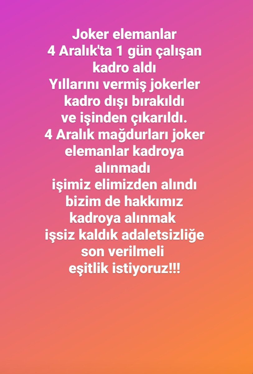 <a href="/fethigurer/">Ömer Fethi Gürer</a> Taşeron işcilerin kadro hakkı verilsin 
"Verilen söz vaktinde verilmesi gereken bir borctur" Hz.Ali .. 
<a href="/_cevdetyilmaz/">Cevdet Yılmaz</a> <a href="/memetsimsek/">Mehmet Simsek</a> <a href="/isikhanvedat/">Prof. Dr. Vedat Işıkhan</a> <a href="/NumanKurtulmus/">Numan Kurtulmuş</a> <a href="/avabdullahguler/">Abdullah Güler</a> <a href="/vedatbilgn/">Vedat Bilgin</a> <a href="/akbasogluemin/">Av. M.Emin AKBAŞOĞLU 🇹🇷</a> <a href="/farukozcelikgsb/">Faruk Özçelik</a> <a href="/AhmetAYDIN_02/">Ahmet AYDIN</a> <a href="/efkanala/">Efkan Âlâ</a> <a href="/Hayati_Yazici/">Hayati Yazıcı</a> <a href="/Akparti/">AK Parti</a>