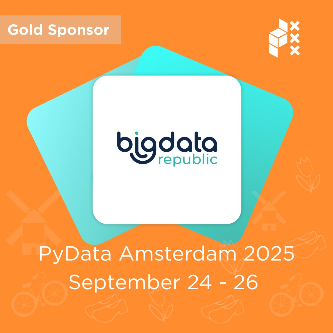 pydataamsterdam's tweet image. 📊 We’re proud to welcome @BigDataRepublic back as a Gold Sponsor for PyData Amsterdam 2025! After supporting us last year, they’ve strengthened their commitment to the community for our 10-year anniversary edition. Join us from September 24–26: amsterdam.pydata.org/conference