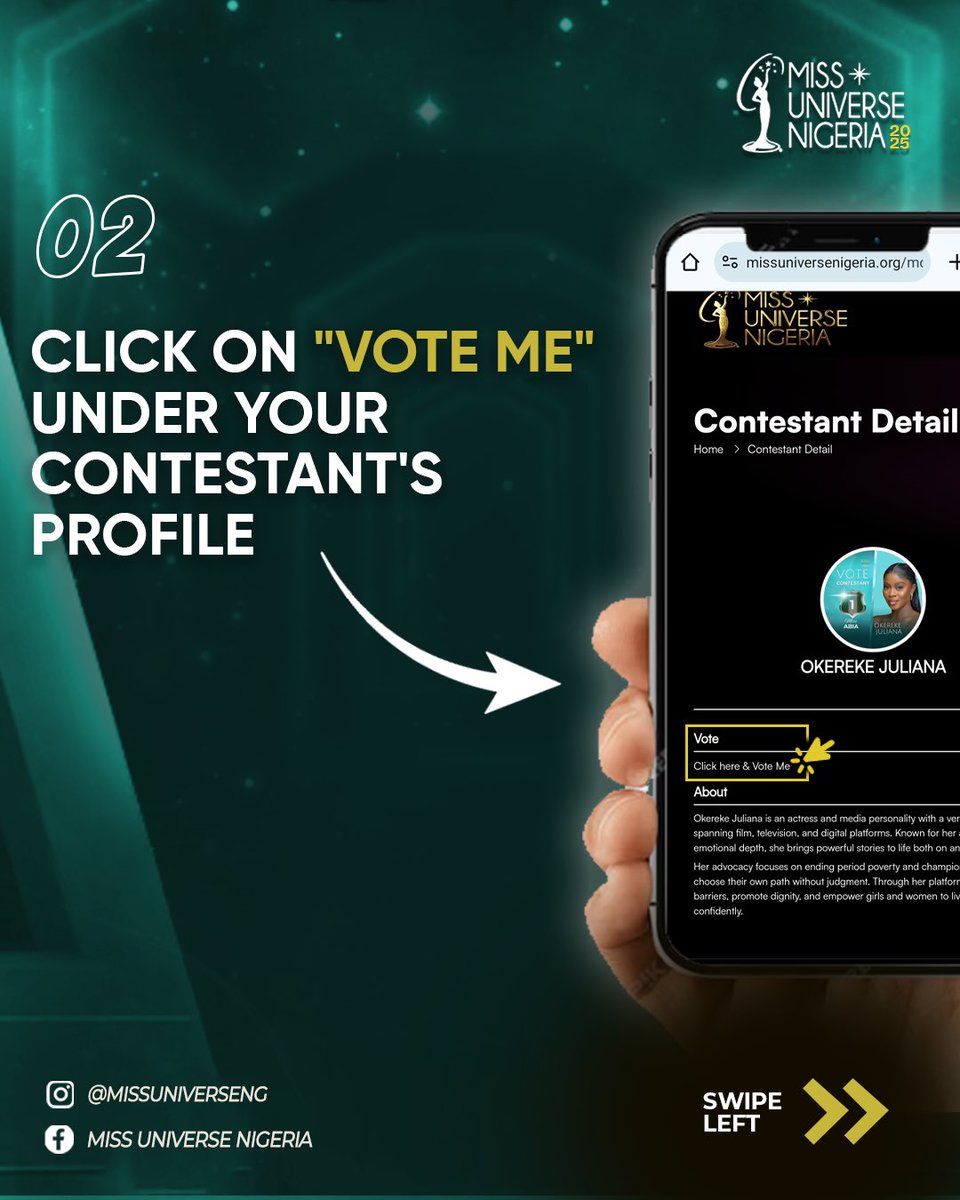 missuniverseng's tweet photo. HOW TO VOTE for your fave Miss Universe Nigeria 2025 Queen! 👑✨

✅ Click link in bio
✅ Pick your contestant
✅ Select votes &amp; submit

Your vote can decide the crown! 🎯 Vote now &amp; support your queen! 💫

#MissUniverseNigeria2025 #VoteNow #SupportYourQueen https://t.co/upG5H6XCKi