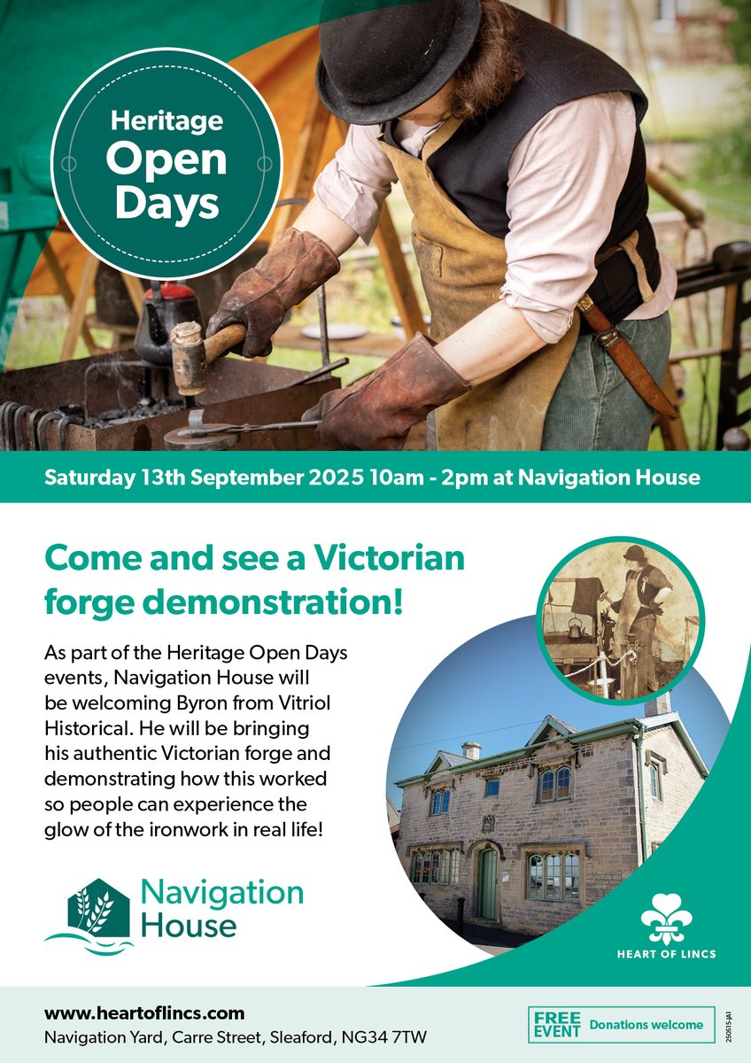 Navigation House (@navigationhouse) on Twitter photo We are getting very excited for this years Heritage Open Days event.
Don't forget that we will be hosting an authentic Victorian Blacksmith demonstration on Saturday 13th September!
We hope to see you there 😃
#lincsconnect #sleafordlocal @northkestevendc <a href="/heartoflincs/">Heart of Lincs</a> We are getting very excited for this years Heritage Open Days event.
Don't forget that we will be hosting an authentic Victorian Blacksmith demonstration on Saturday 13th September!
We hope to see you there 😃
#lincsconnect #sleafordlocal @northkestevendc <a href="/heartoflincs/">Heart of Lincs</a>