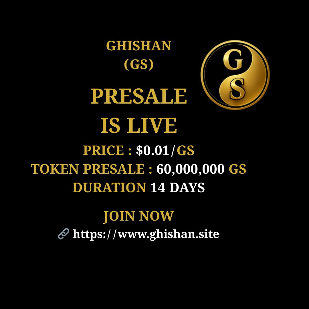 🚀 From presale to the charts 📈
GHISHAN ($GS) — watch it, trade it, win it!
Polygon network.

📈 Entry Price: $0.01 / GS
🔒 Limited allocation

Secure your position before the gates close.
🔗 ghishan.site