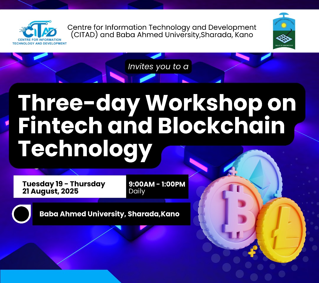 Coming week, we are at Baba Ahmed University in  continuation of our university sector wide training on Fintech and Blockchain Technology for members of the academic community <a href="/a_sabo12/">Ali Sabo</a> <a href="/buharingwaggo/">Buhari Abba</a> <a href="/SalakoYesmin/">Yesmin Salako</a> <a href="/HamzaFagge69/">Hamza Aminu Fagge</a> <a href="/ICTAdvocates/">CITAD</a> <a href="/JibrinIbrahim17/">Jibrin Ibrahim</a> <a href="/Zainab_SUM/">Zainab Usman Salihu</a>