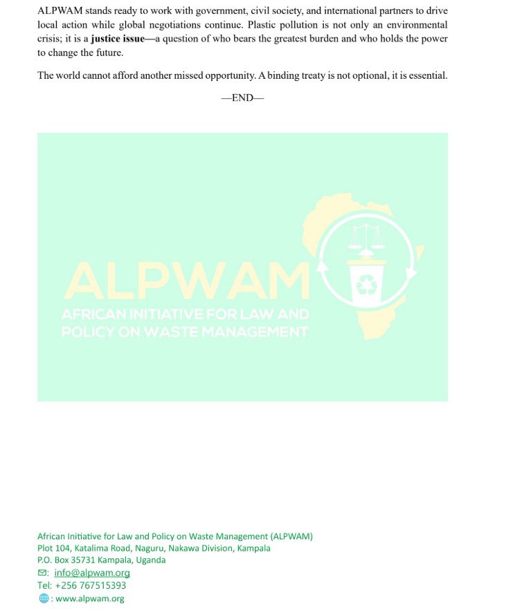The failure of UN treaty talks on plastic pollution highlights the urgent need for bold leadership. 🌍 Plastic is a justice issue, those least responsible suffer the most. We must demand a binding global treaty to protect our communities, ecosystems, and future generations.