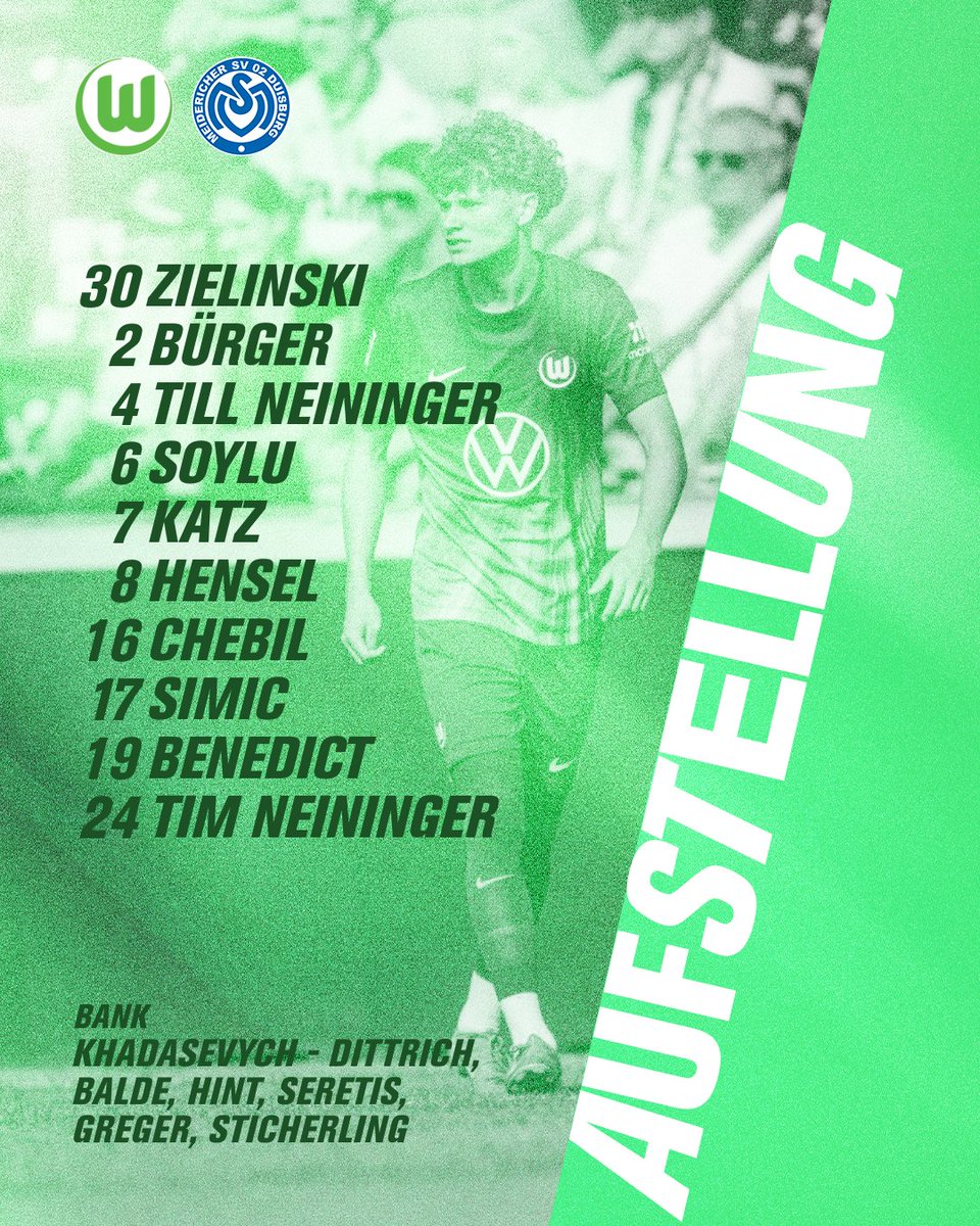 Mit dieser Elf treten die U19-Wölfe heute um 14 Uhr im DFB-Pokal an. Auf geht's Jungs! 🔥

#VfLWolfsburg
