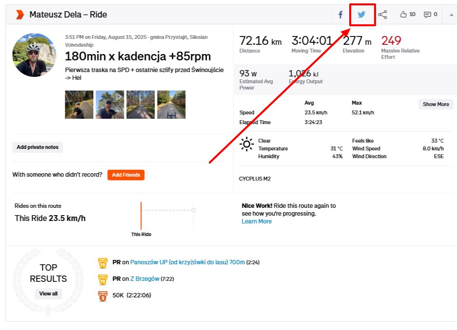 Hey  <a href="/Strava/">Strava</a>, <a href="/StravaSupport/">Strava Support</a>  just smashed another ride, but your site still has the old  Twitter bird after 755 days of rebranding! That’s longer than some of my cycling  streaks 🚴♂️ Time to swap it for the X logo? UI KOM for fastest update,  anyone? 😉

Screen attached!
