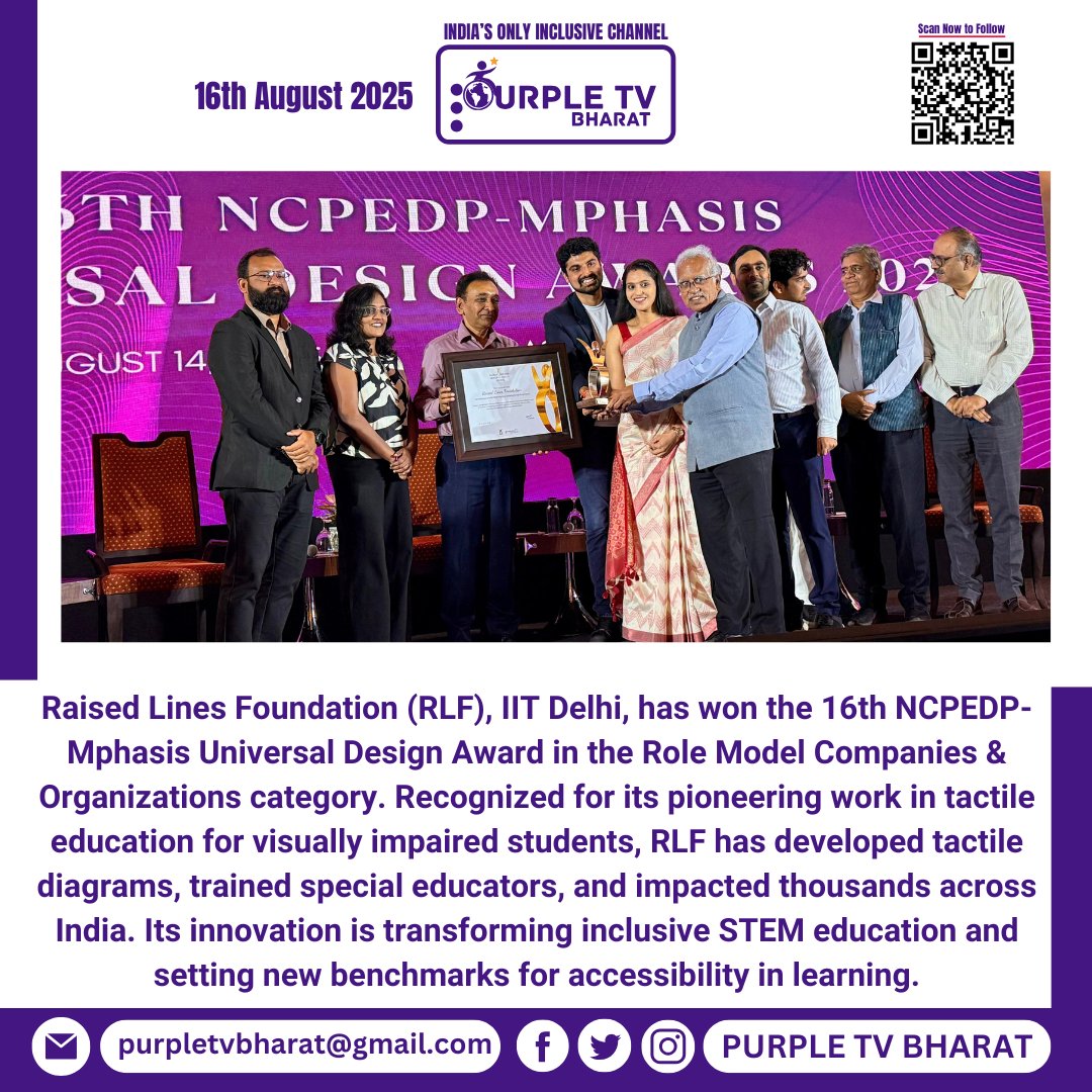Raised Lines Foundation Wins Universal Design Award for Inclusive STEM Education
<a href="/MSJEGOI/">Ministry of Social Justice & Empowerment, GOI</a> <a href="/Mphasis/">Mphasis</a> <a href="/DeepaNagraj/">Deepa Nagraj</a> <a href="/socialpwds/">Divyang Empowerment</a> <a href="/armanaly/">Arman</a> <a href="/rajeshaggarwal/">rajeshaggarwal</a> <a href="/anishgawande/">Anish Gawande</a> #UDA2025
