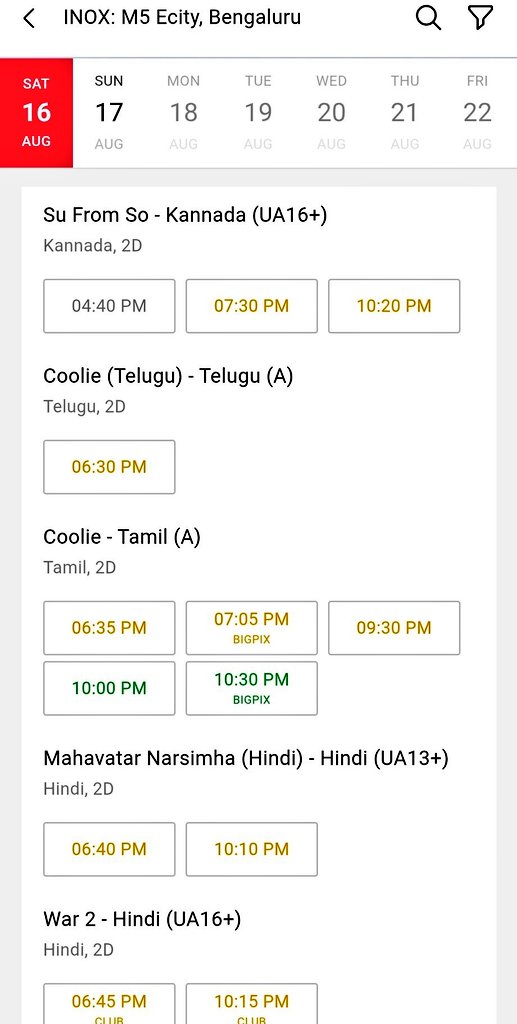 CinemasHosur's tweet image. #M5 #Ecity Inox Pvr Opened For #CoolieBlockbuster #BookMyShow #Trump #bengalururains #Bengaluru #BengaluruMetro #Anekal #chandapura #Attibele #Hosur