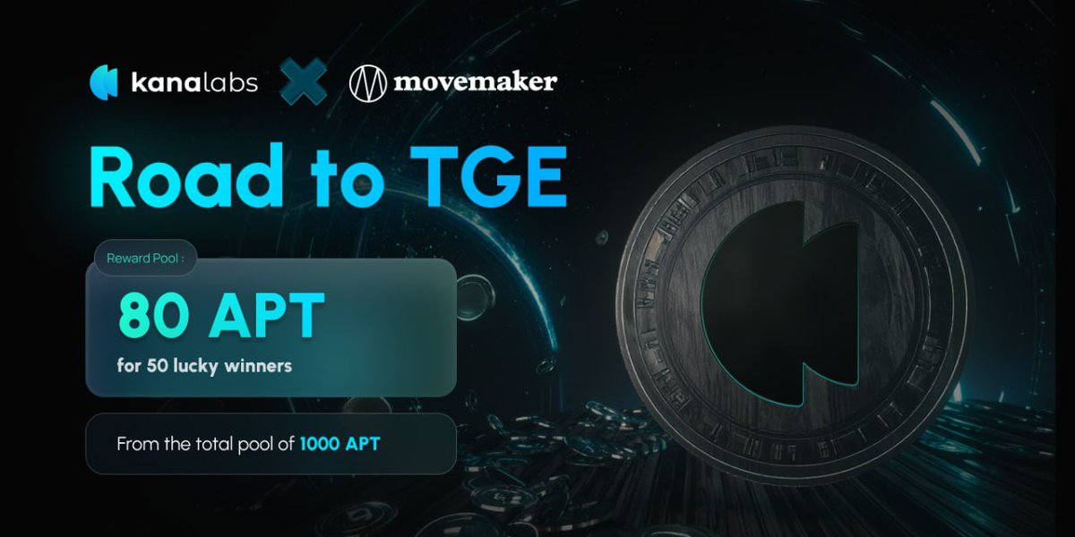 Kana Labs (@kanalabs) on Twitter photo Road to TGE: Partner Quest with Movemaker 🔥
It’s time to make your move with <a href="/MovemakerCN/">Movemaker🌐Aptos华语社区</a> as part of the Road to TGE – Taskon Challenge! 🚀
With 80 $APT in rewards for 50 lucky winners, every quest you complete moves you closer to glory. 💰
So gear up, keep moving forward, Road to TGE: Partner Quest with Movemaker 🔥
It’s time to make your move with <a href="/MovemakerCN/">Movemaker🌐Aptos华语社区</a> as part of the Road to TGE – Taskon Challenge! 🚀
With 80 $APT in rewards for 50 lucky winners, every quest you complete moves you closer to glory. 💰
So gear up, keep moving forward,