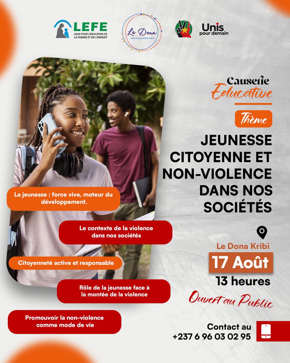 Si tu habites à Kribi ou connais quelqu’un qui vit à Kribi partage lui ce visuel un moment d’échange constructif et éducatif ❤️