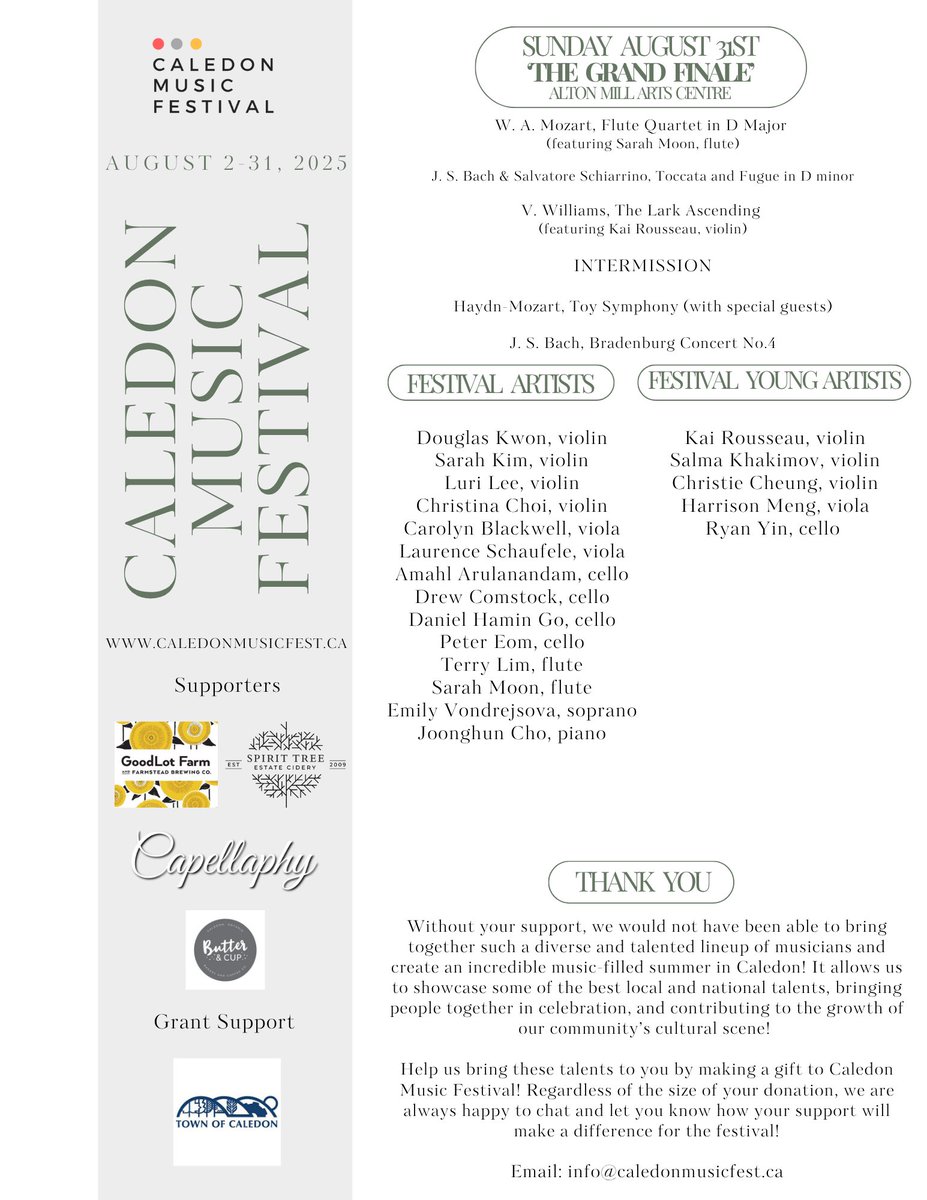 Who's ready to start the weekend at the Caledon Music Festival?

Caledon Music Festival 2025, August 2-31 (Cash Only at the door) 
To learn more, visit: caledonmusicfest.ca