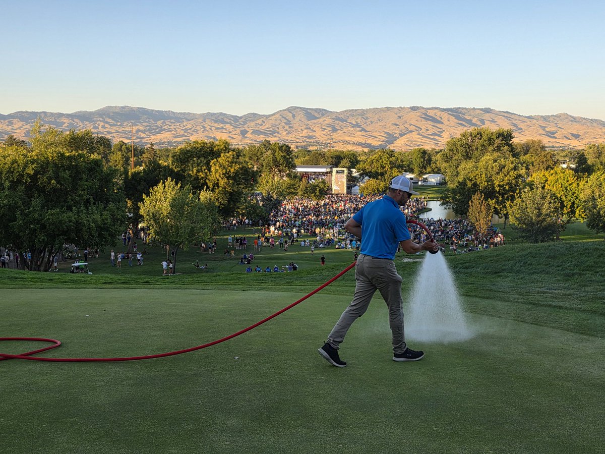 Matt Gourlay, CGCS, MG, AGS (@mattgourlaycgcs) on Twitter photo Friday evening handwatering of tournament 18 green while a Lynyrd Skynyrd concert plays at our chipping facility. <a href="/BoiseOpen/">AlbertsonsBoiseOpen</a> Friday evening handwatering of tournament 18 green while a Lynyrd Skynyrd concert plays at our chipping facility. <a href="/BoiseOpen/">AlbertsonsBoiseOpen</a>