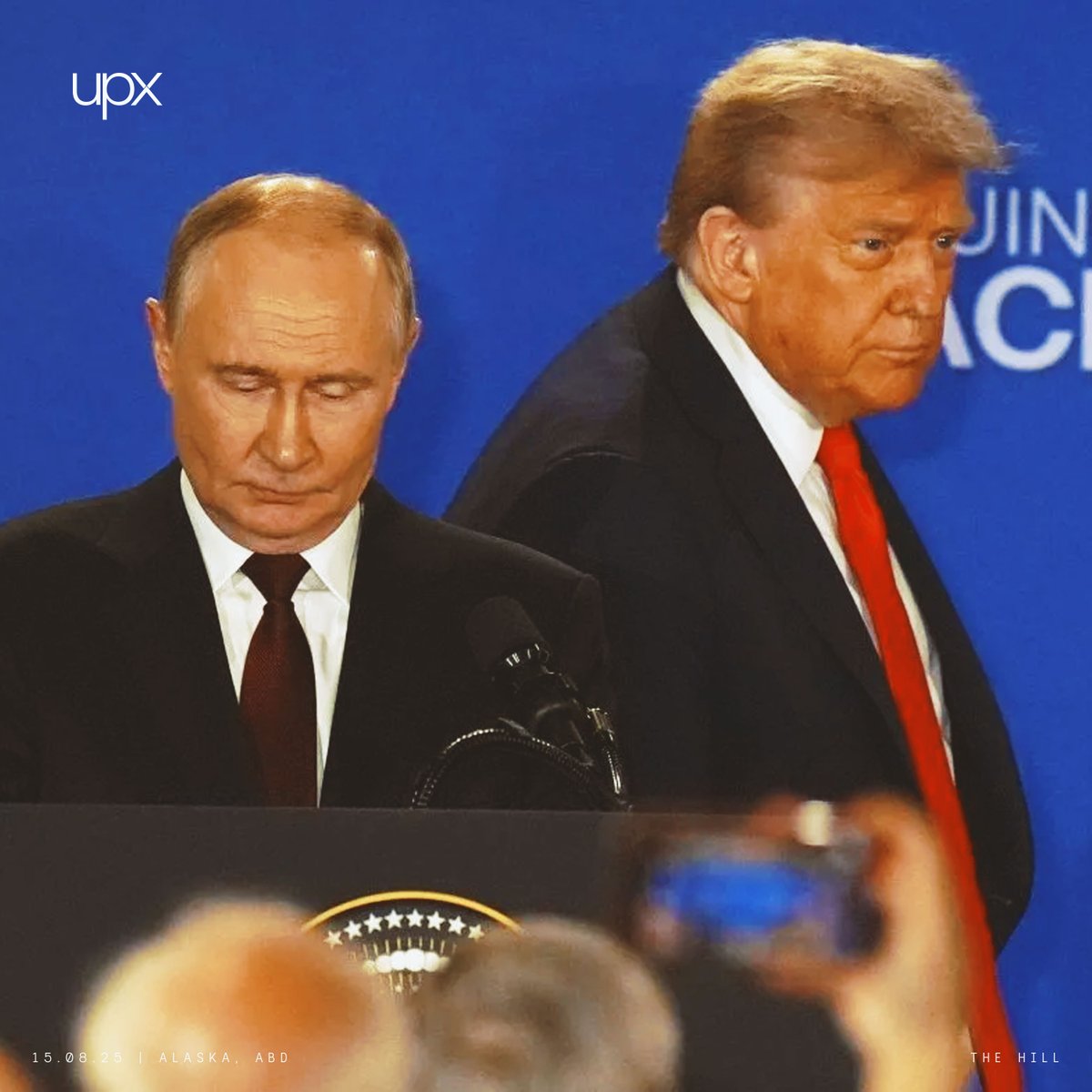upXfinance's tweet photo. 📸 Rusya Devlet Başkanı #Putin ve ABD Başkanı #Trump'ın dün Alaska'daki buluşmasından kareler. https://t.co/OUT0YvZFY2