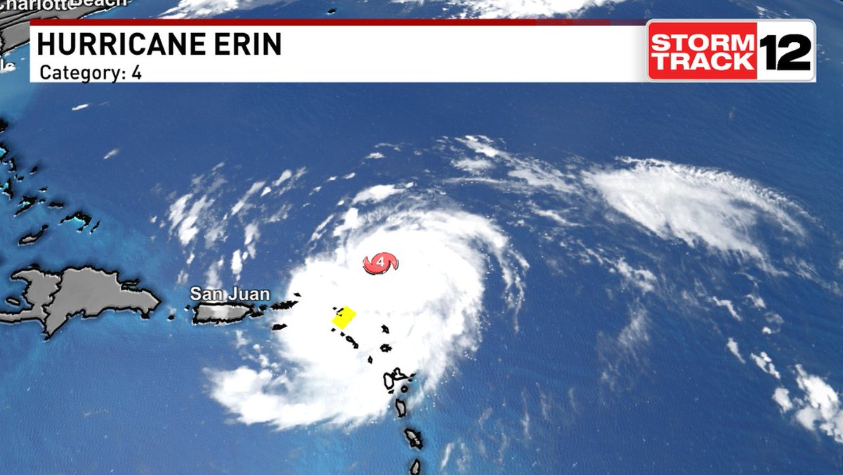 Here's the latest stats on Erin that we are tracking in the tropics. Stay updated by clicking on wcti12.com/weather/maps and looking in the HURRICANE SEASON 2025 section. #ecarwx