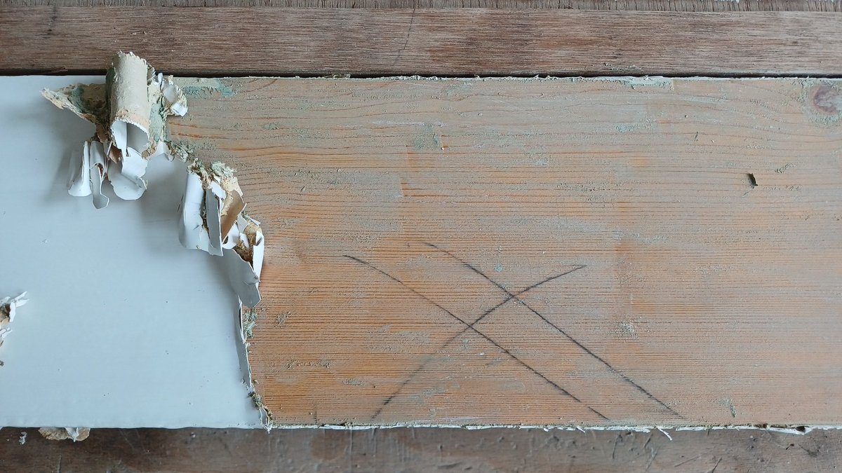 Stripping an internal door that is over 125 years old. 
And finding the joiners marks underneath all the paint.
🤔 Looking a bit like <a href="/X/">X</a> logo