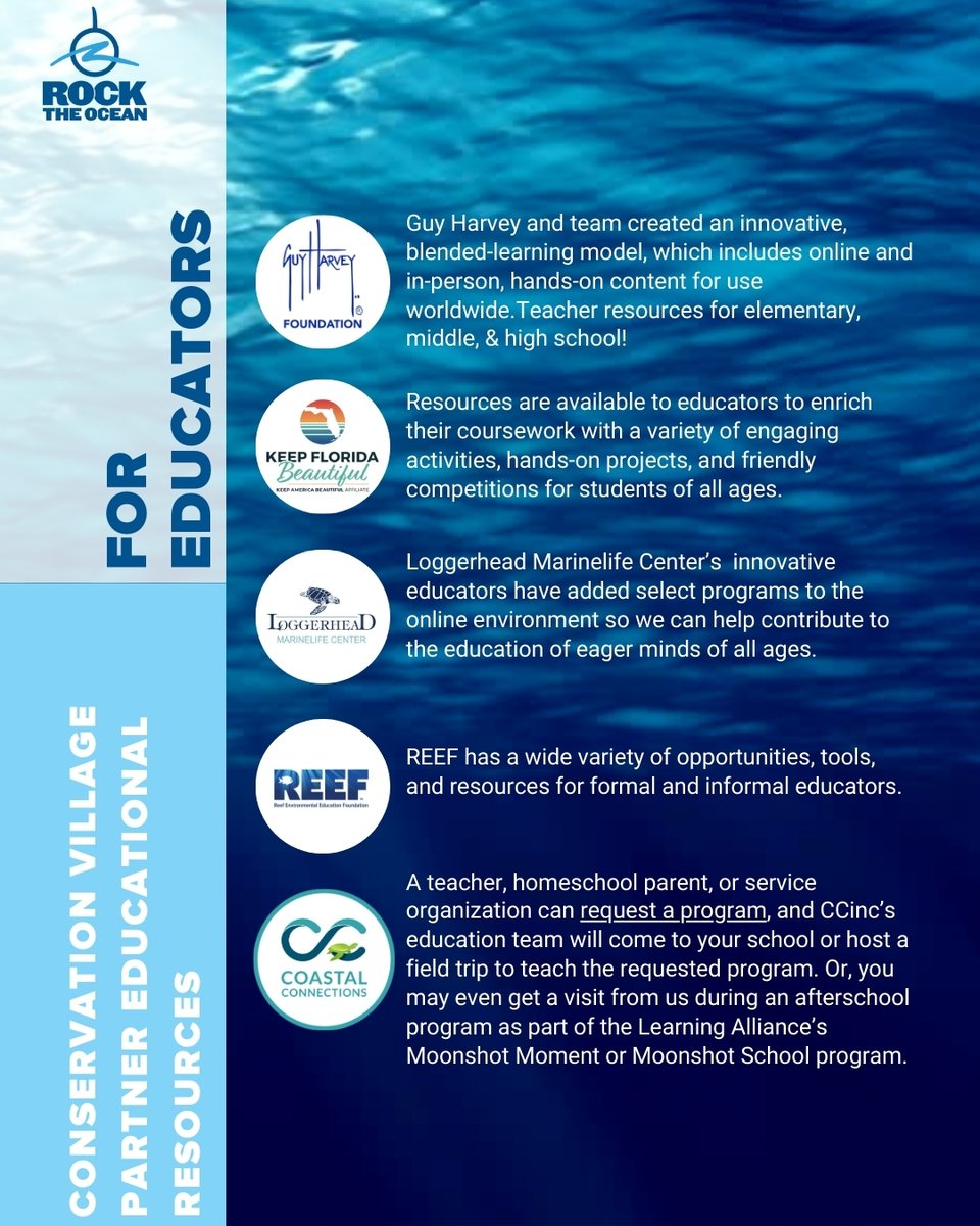 RockTheOcean's tweet image. 🌊✨ Calling all educators! Ready to make waves in your classroom? Dive into a sea of exciting resources from our Conservation Partners! 🐠🦈

You can click the link in our bio for the links to all of these resources. 👆
.
.
.
#OceanEducation #EducationalResources #LearnMore