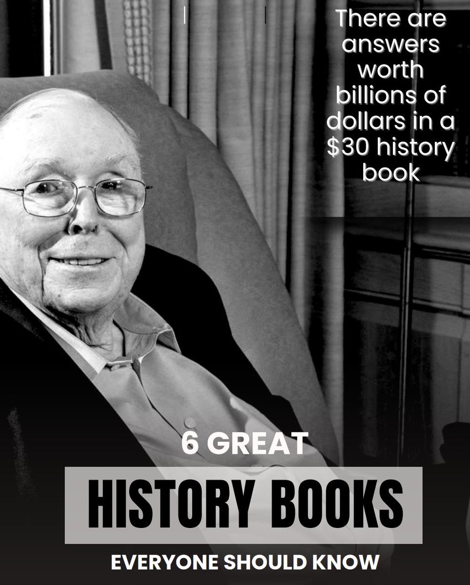 QCompounding's tweet photo. "There are answers woth billions of dollars in a $30 history book" - Charlie Munger

Here are 6 incredible history books everyone should know: https://t.co/6Ec85CCvwH
