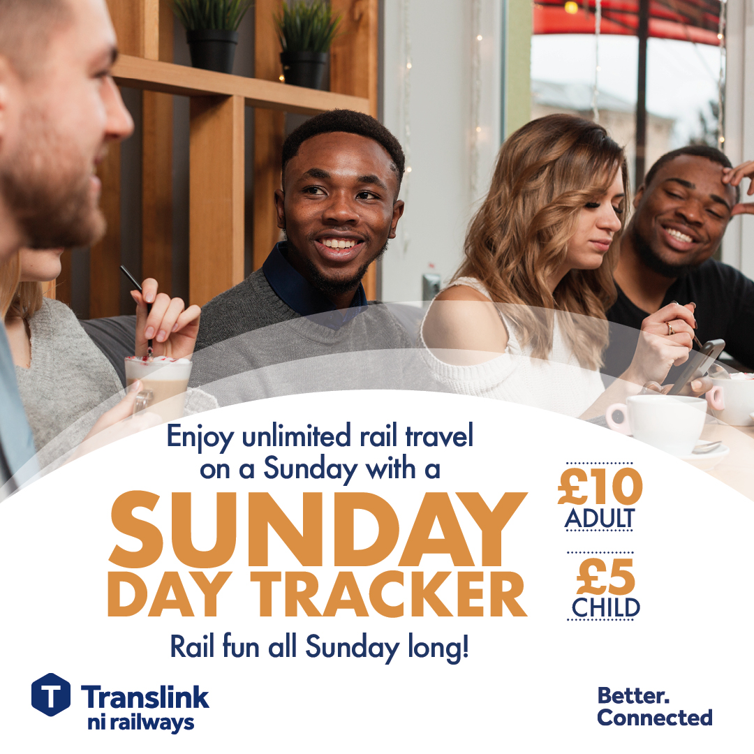 Every Sunday is a fun day with the Sunday Rail Tracker 🎫 Available from the conductor, online, ticket offices and mLink 📱 spkl.io/6008fSWFw

🚆 Unlimited rail travel 
🧑 £10 Adult fare 
🧒 £5 Child fare 

#BetterConnected