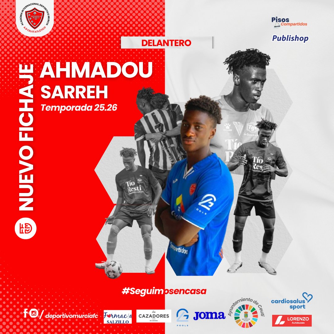 DeporMurciaFC's tweet image. ¡Fichajazo en la delantera! 🔥 

Damos la bienvenida a Ahmadou Sarreh, delantero gambiano. Extremo izquierdo rapidísimo con muchísima calidad. Viene de destacar en 3ª RFEF y Regional Preferente. A darlo todo. ¡Bienvenido!

#Fichaje #Delantero
@Nacional10x @treceraG13
