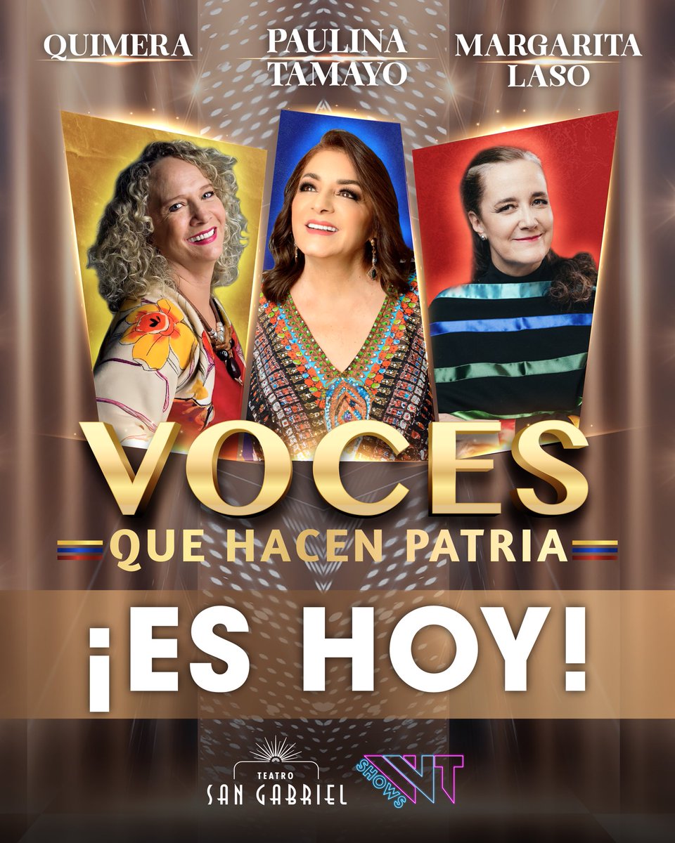 Es Hoy 💪 Llegó el día de hacer Patria 🇪🇨 Nos vemos en el Teatro San Gabriel. Puertas abren 18H00, Show inicia 19H00 Bienvenidos 🎤 #concierto #musicaecuatoriana #viral 
<a href="/paulinatamayoec/">Paulina Tamayo</a> <a href="/lasomargarita/">margarita laso</a> #quimera