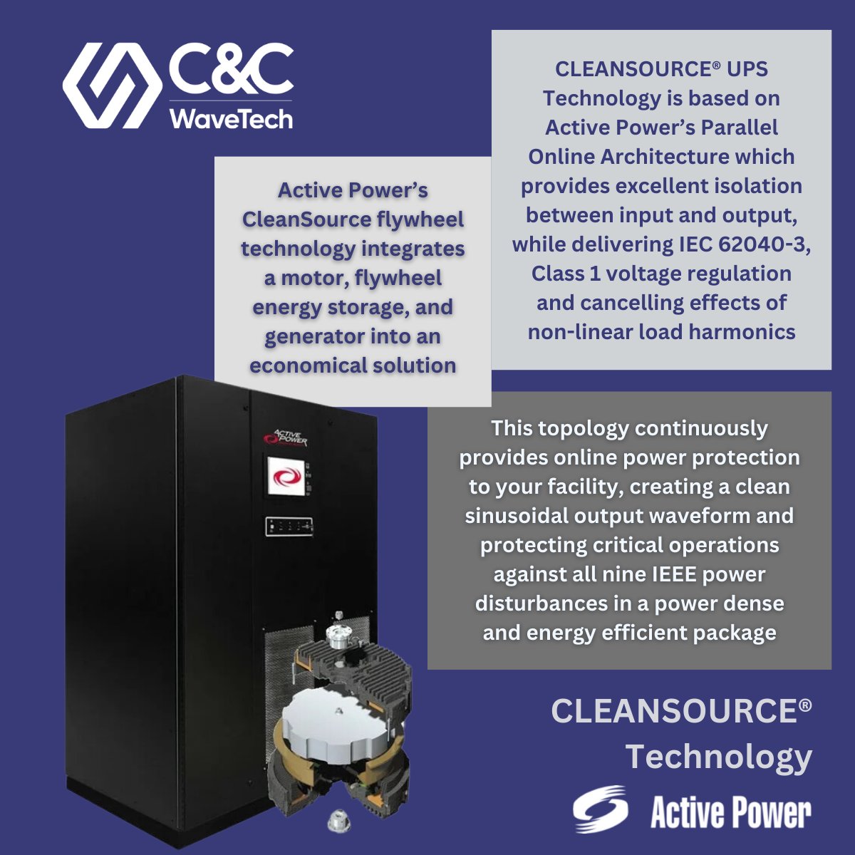 cctechgroup's tweet photo. Ensure uninterrupted power with Active Power CleanSource. 

Their innovative flywheel technology provides reliable, efficient, and sustainable power solutions, perfect for mission-critical applications. 

#PowerSolutions #TechInnovation #ActivePower #CleanSource https://t.co/F9OPRqxQMt