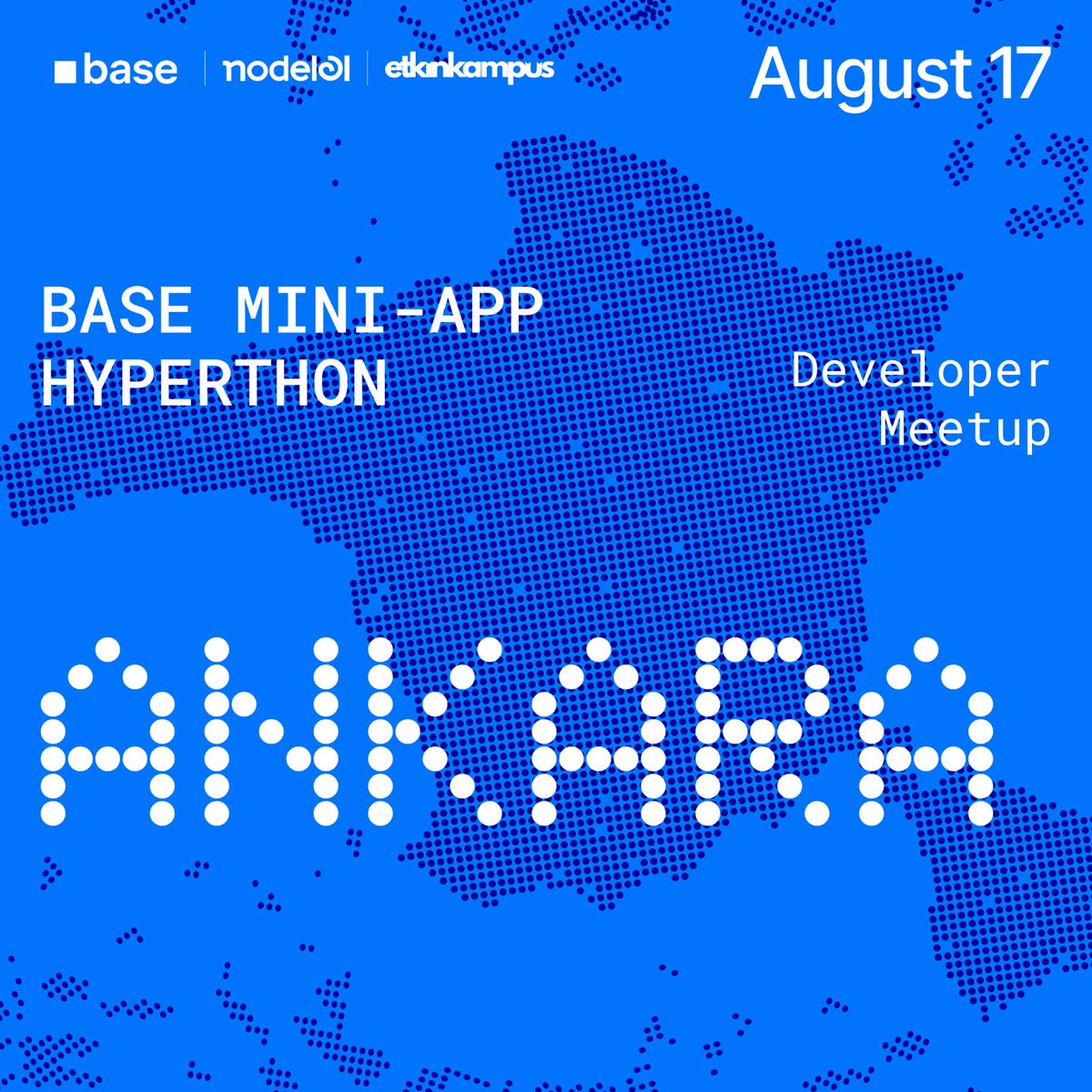 Merhaba!
Sizi, 17 Ağustos Pazar günü 15:00 saatleri arasında Ankara’da Etkinkampüs, Base ve Node101 tarafından gerçekleştirilecek Base Mini-App Hyperthon etkinliğine davet etmekten mutluluk duyuyoruz.
📅 Kayıt
lu.ma/fjn8xpmt?tk=8o…