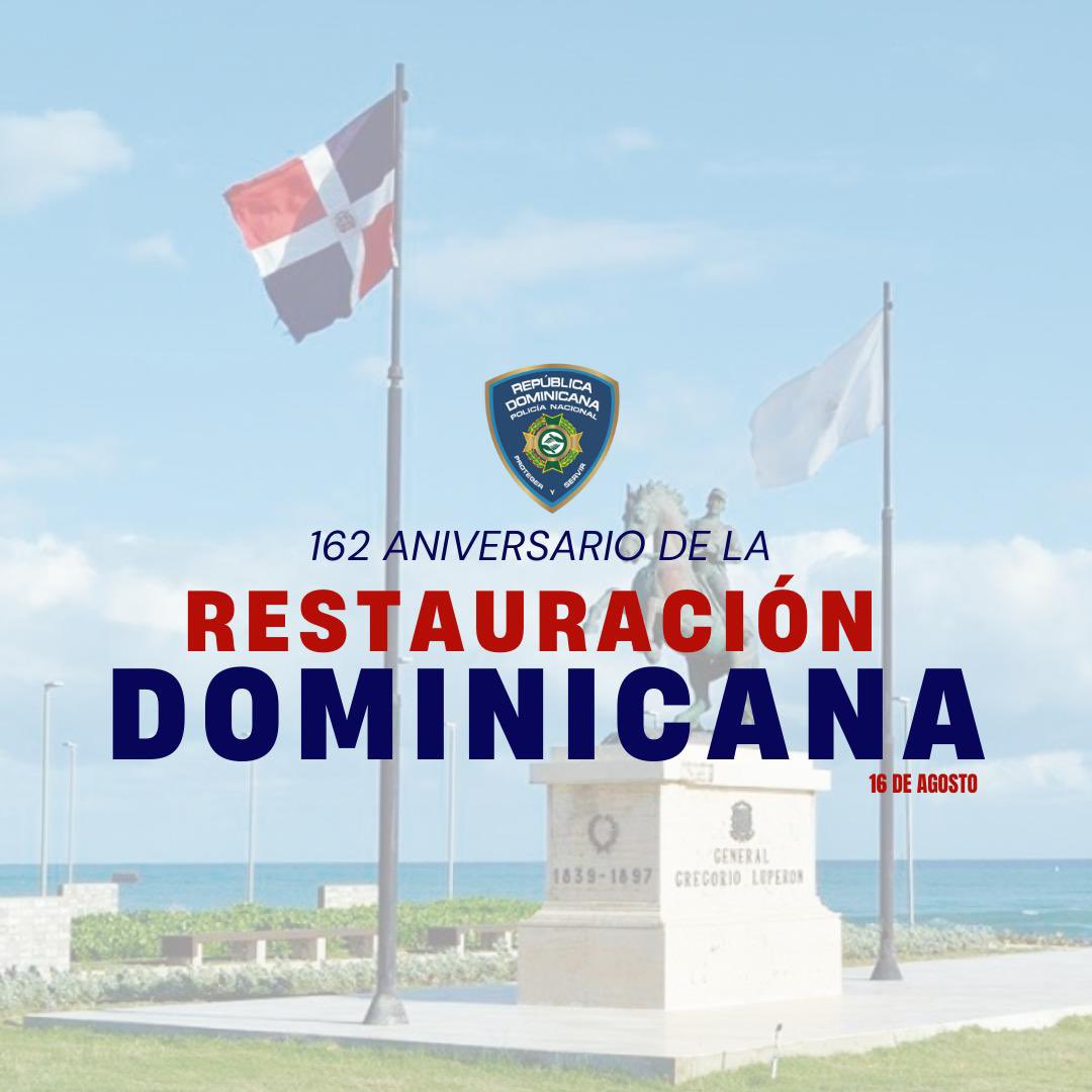 Hoy, 16 de agosto, la Policía Nacional rinde homenaje a los héroes y heroínas de la Gesta Restauradora de 1863, quienes con valentía defendieron la soberanía nacional.

Reafirmamos nuestro compromiso de servir y proteger al pueblo dominicano, honrando el legado de libertad y