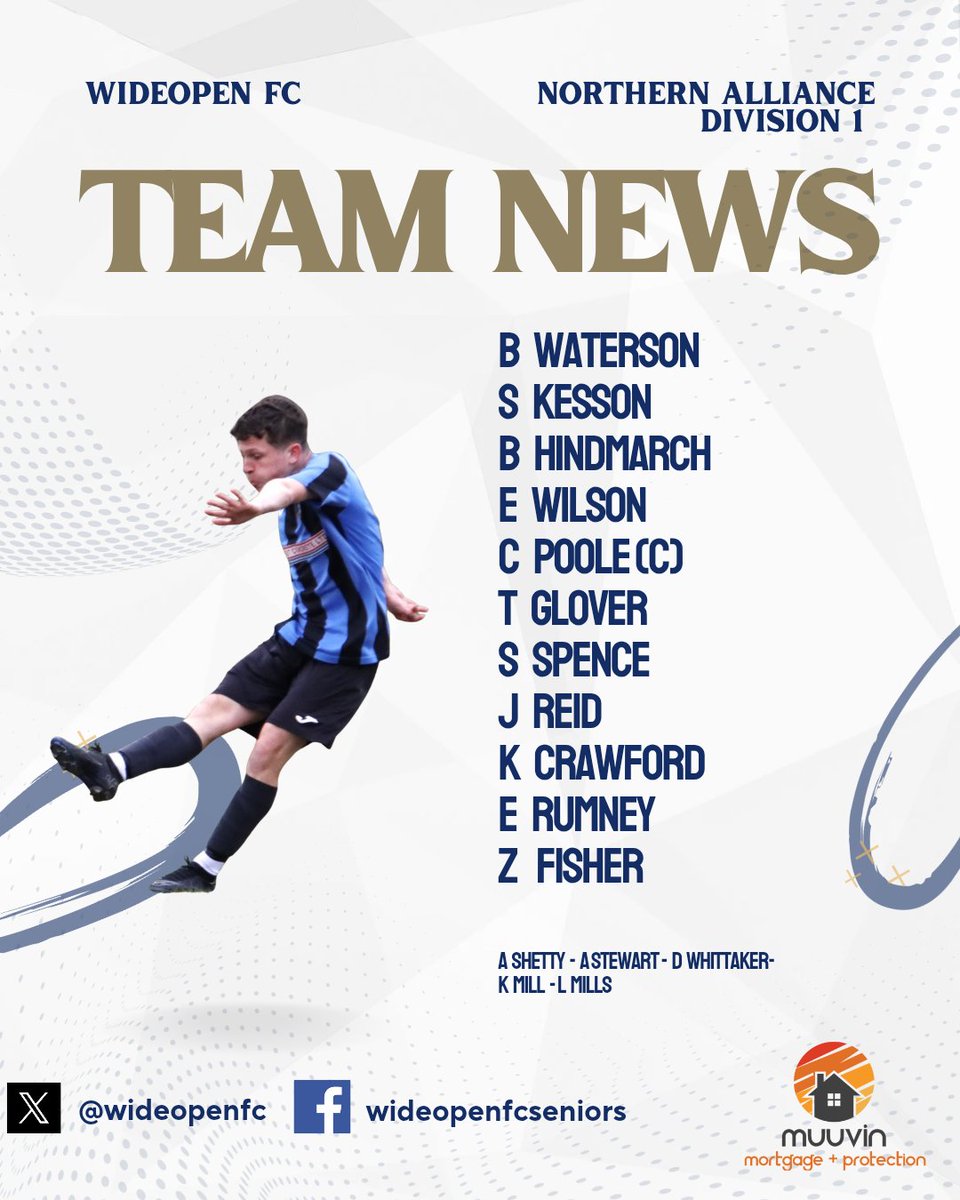 Wideopen FC (@wideopenfc) on Twitter photo TEAM NEWS |
Here is how we line up to face <a href="/StobbyAFC/">Stobswood Welfare</a>
One change as Connor Poole returns to the starting XI
#UTO TEAM NEWS |
Here is how we line up to face <a href="/StobbyAFC/">Stobswood Welfare</a>
One change as Connor Poole returns to the starting XI
#UTO
