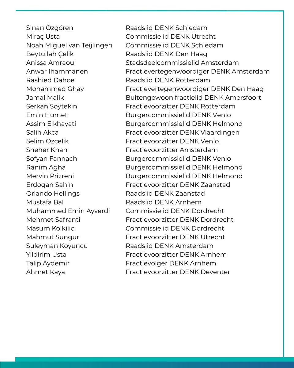 Alle lokale DENK-fracties steunen Van Baarle en roepen op tot bestuurswissel

Onze boodschap is helder. 
Bestuur: Maak in het partijbelang ruimte voor een bestuur dat wel draagvlak heeft. 
Stephan: Wij laten je niet gaan en vragen je terug te keren. 

#STEPHANMOETTERUG