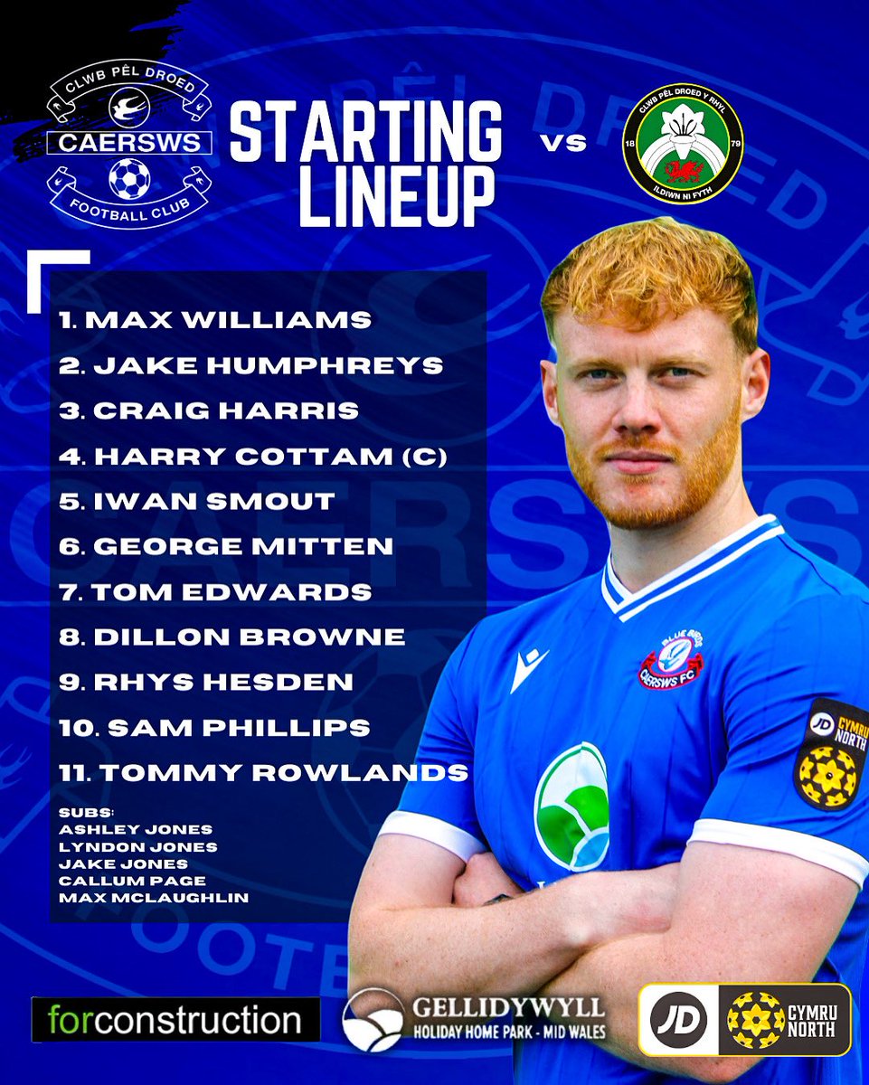 Caersws FC 🏴 (@caerswsfc) on Twitter photo 🔵⚪️ FIRST TEAM LINE UP ⚪️🔵
This is how our first team line-up for this afternoon’s #JDCymruNorth fixture away to <a href="/rhylfc/">CPD Y Rhyl 1879 official</a>
Come on Bluebirds! 🔵⚪️
#Bluebirds #sws #JDCymruNorth #Football 🔵⚪️ FIRST TEAM LINE UP ⚪️🔵
This is how our first team line-up for this afternoon’s #JDCymruNorth fixture away to <a href="/rhylfc/">CPD Y Rhyl 1879 official</a>
Come on Bluebirds! 🔵⚪️
#Bluebirds #sws #JDCymruNorth #Football
