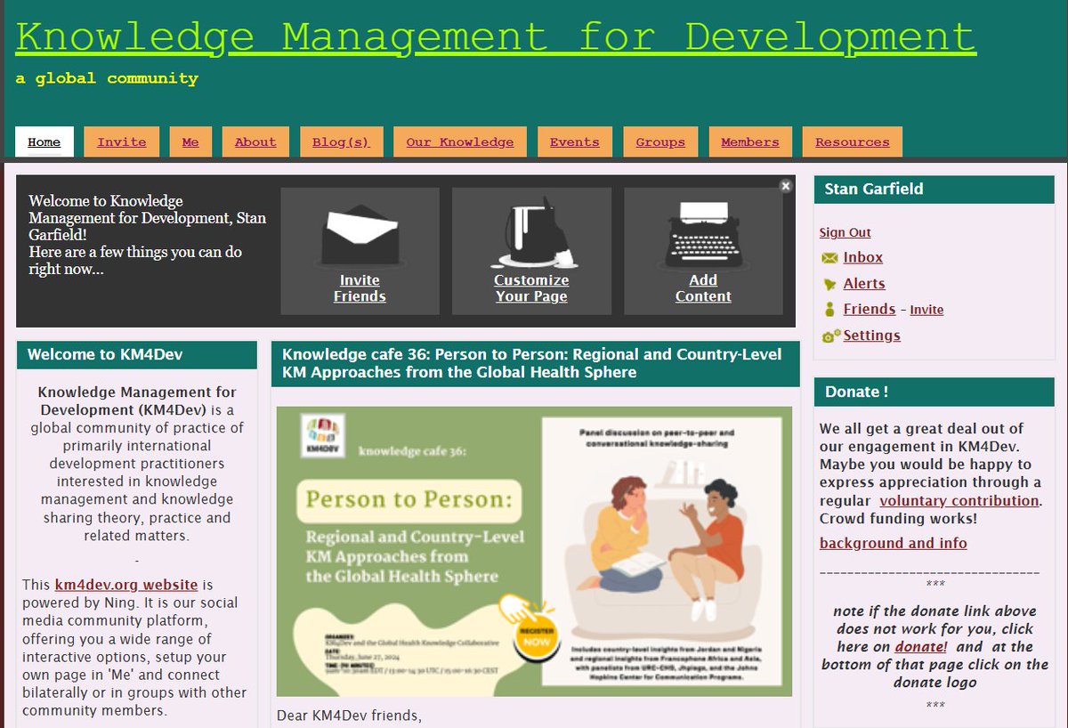 stangarfield's tweet photo. Site of the Week: KM4Dev @km4dev Knowledge Management for Development Community
- Site https://t.co/SDCAiqxHwb
- Online Discussions https://t.co/9qvladKLr6
- KM4Dev Journal https://t.co/tpyBPCCLkN
- LinkedIn Group https://t.co/GBFhZMbomH
#KM #KnowledgeManagement #KM4Dev https://t.co/wFdV0y14kL