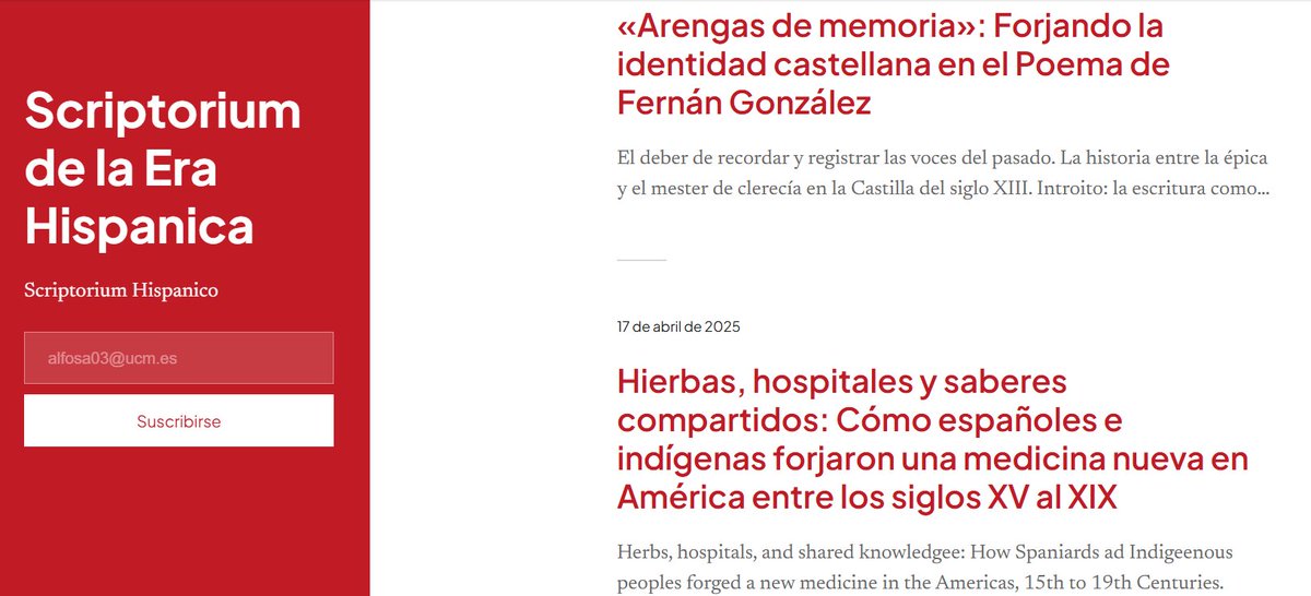 ¿Te apasiona la historia y la cultura medieval?, ¡Ven y síguenos en <a href="/CMedievales/">CartulariosMedievales</a>! Descubre artículos fascinantes sobre cartularios, diplomática, codicología y paleografía en nuestro blog scriptoriumhispanico.wordpress.com. Explora fuentes y la heurística del medievo en España y Occidente.