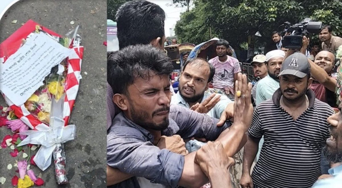 in_tasin's tweet photo. Azizur went to Dhanmondi 32 with a flower he bought with his hard-earned rickshaw-pulling money to pay respects to Bangabandhu.
He was first beaten and then jailed. This is what a fearless leader looks like, one who refuses to tolerate suppression. 🇧🇩
#MujibSpring https://t.co/EartRztoP3