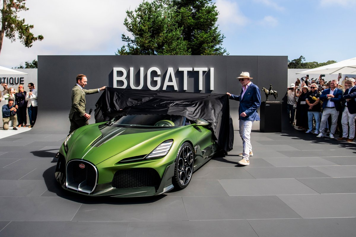 Bugatti's tweet photo. The BROUILLARD debuts at The Quail, Monterey Car Week. The first from BUGATTI's Programme Solitaire.

#BUGATTI  #BUGATTIBrouillard #MCW25 #TheQuail
–
 https://t.co/mCEE0ghyaw https://t.co/D7ZpetRKWE
