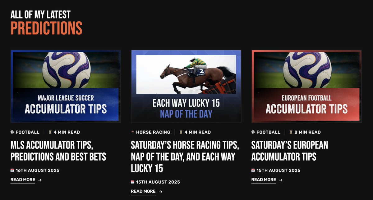 BadManBetting's tweet photo. That’s all my bets posted for today, but there's plenty of extra content over on my website.

🔗 https://t.co/hPUdq1mRMa

From Bet Builders, to Accas, my experts have it all covered. Best of luck if you’re getting involved. 🤝 https://t.co/8FjJDv6Ko6