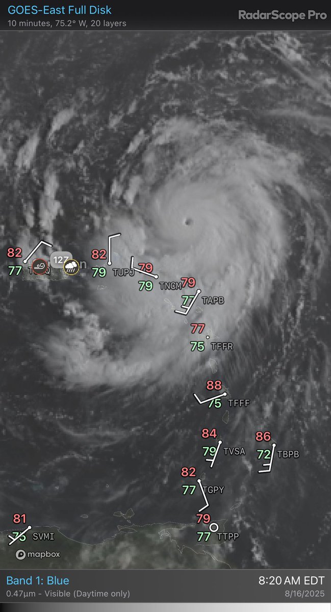 The windbarbs from the leeward islands around #Erin are doing it for me.