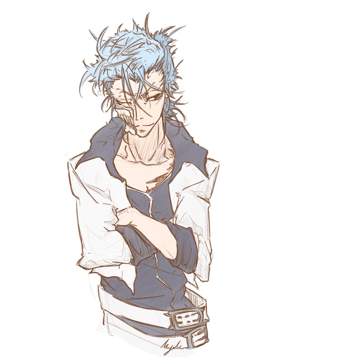 my offering for a Tumblr moot in honor of Grimm's birthday (I'm late because I forget I have free will and can, in fact, post art on twitter)

#Bleach #grimmjowjaegerjaquez | グリムジョー・ジャガージャック
