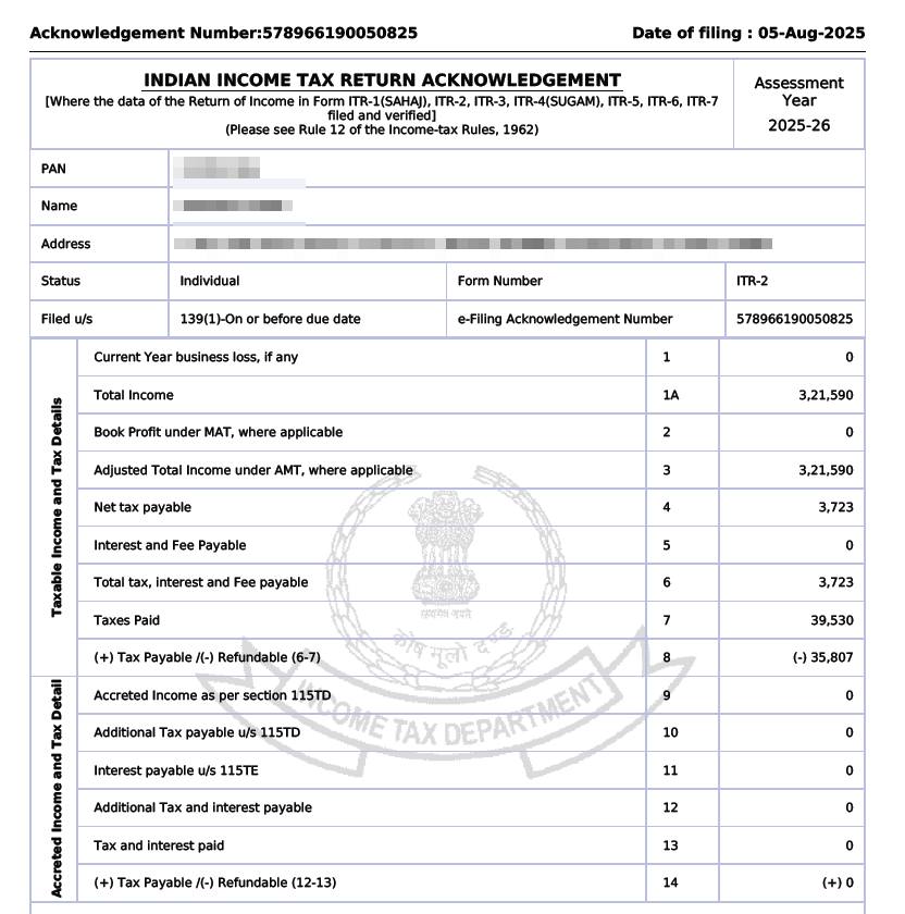 CAAditiBhardwaj's tweet photo. As per Section 288B of the Income-tax Act, 1961, the amount of refund should be rounded off to the nearest multiple of ten rupees.

However, it is observed that for ITR refunds of AY 2025-26, the final refund is not rounded off. 

For example, ₹35,807 is not rounded to ₹35,810. This appears to be happening across all cases.

Request to clarify @IncomeTaxIndia. Example acknowledgment attached.

#incometaxfiling #incometax #ITRfiling #refund