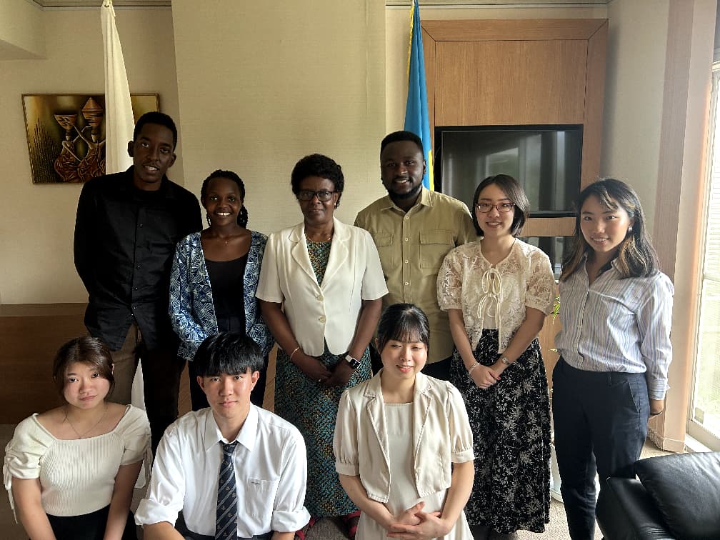 JRYCRwanda's tweet photo. A highlights from the meeting of Japan Rwanda youth cooperation (JRYC) with Amb. Claire of RWANDA in JAPAN. During 22nd conference under theme of reconstruction. HUKO https://t.co/DVUtMaZodW