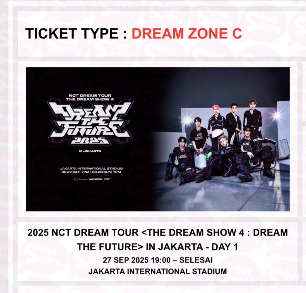 sourselling's tweet photo. NCT DREAM TDS <THE DREAM SHOW 4 : DREAM THE FUTURE> in JAKARTA

엔시티드림 콘서트 드림쇼4 자카르타 양도

Section Dream Zone C Day 1

High Price / Offer

디엠 주세요 ENG/한국어 DM
or https://t.co/o5I8OqiIT7

WANT TO SELL LOOKING FOR BUYER TIX VIP ZONE LFS LFB WTS WTO FANSITE VIP https://t.co/o1Xi7PIGCj
