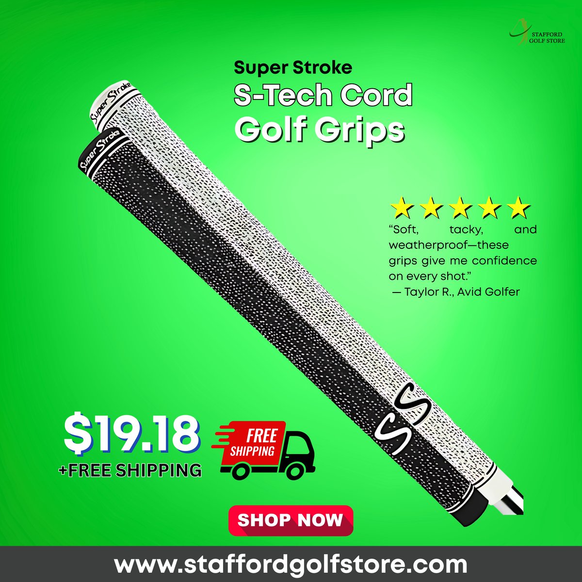 StaffordGolfStr's tweet image. PUTTING JUST GOT EASIER
Super Stroke S-Tech Cord Golf Grip delivers unmatched feel, control, and consistency for every putt.
 "Amazing grip – my putting feels so much smoother now." – Sarah L.
Order from Stafford Golf Store 
#SuperStroke #GolfGrips #BetterPutting #GolfUpgrade
