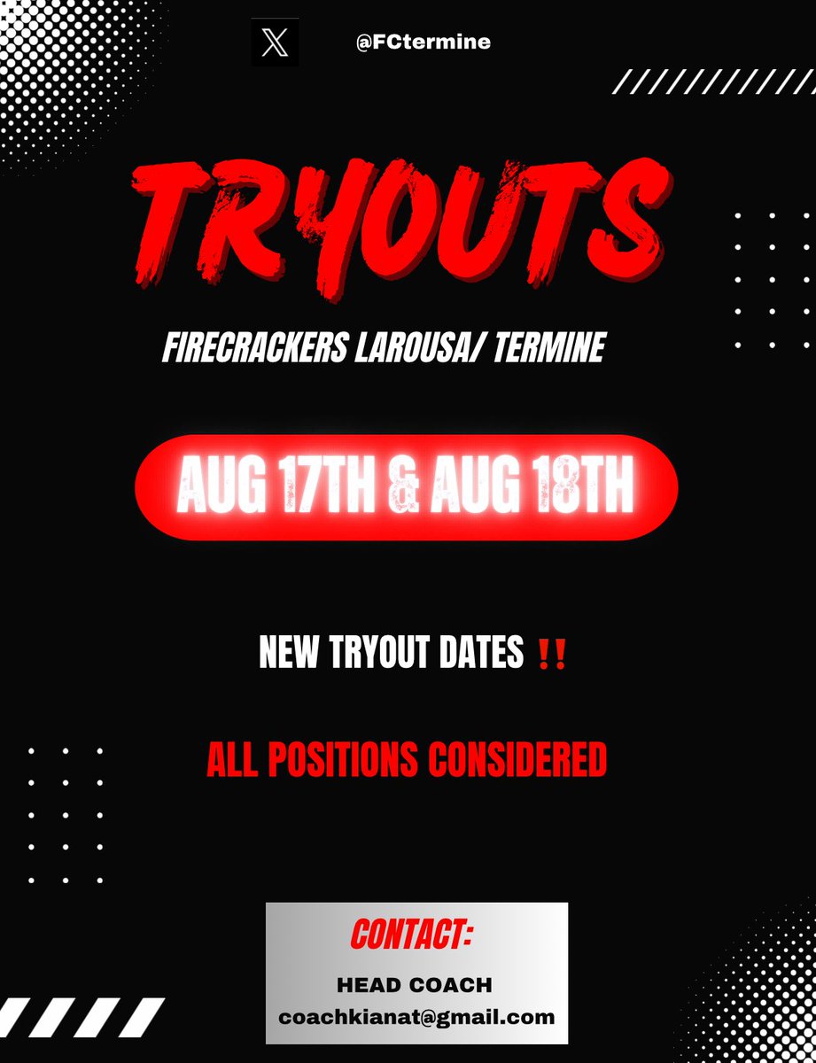SUN IS BACK, We have a beautiful weekend ahead‼️ New try out dates August 17 and August 18.
All tryout information will be sent via email after the competition of the inquiry form👇

forms.gle/JWYD4Cg3MXN8q7…