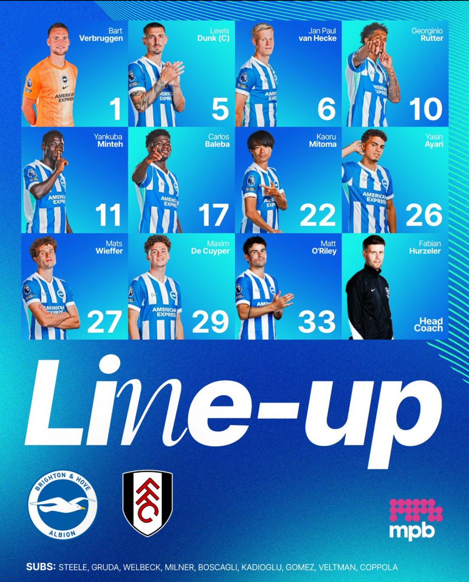 FootballClubPL's tweet photo. #BHAFUL LINEUPS ⚽️👇 #PremierLeague https://t.co/kdJZnynRKu