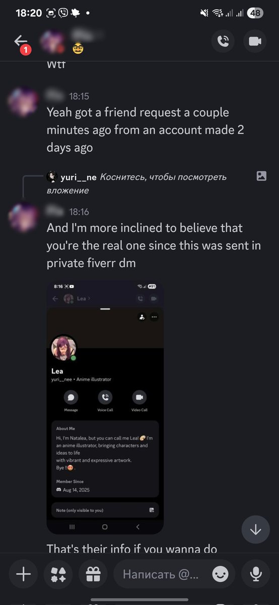 0yuri__ne0's tweet photo. 🚨 Scammer Alert 🚨
For over a year, someone has been pretending to be me outside Fiverr (mostly on Discord). They copy my account, use my art/portfolio, and contact my past clients.
⚠️ Please remember 
I ONLY take orders through Fiverr.
Stay safe💓 https://t.co/62OwHegE02