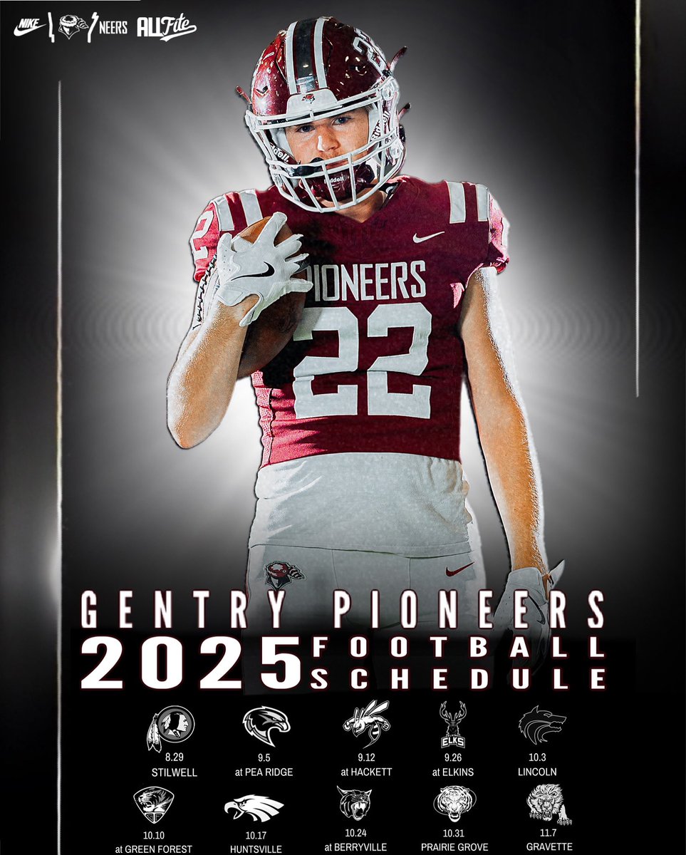 Gentry Pioneer Football (@gentrypioneerfb) on Twitter photo The 2025 schedule is here. 🤙
#GoNeers #FITE The 2025 schedule is here. 🤙
#GoNeers #FITE