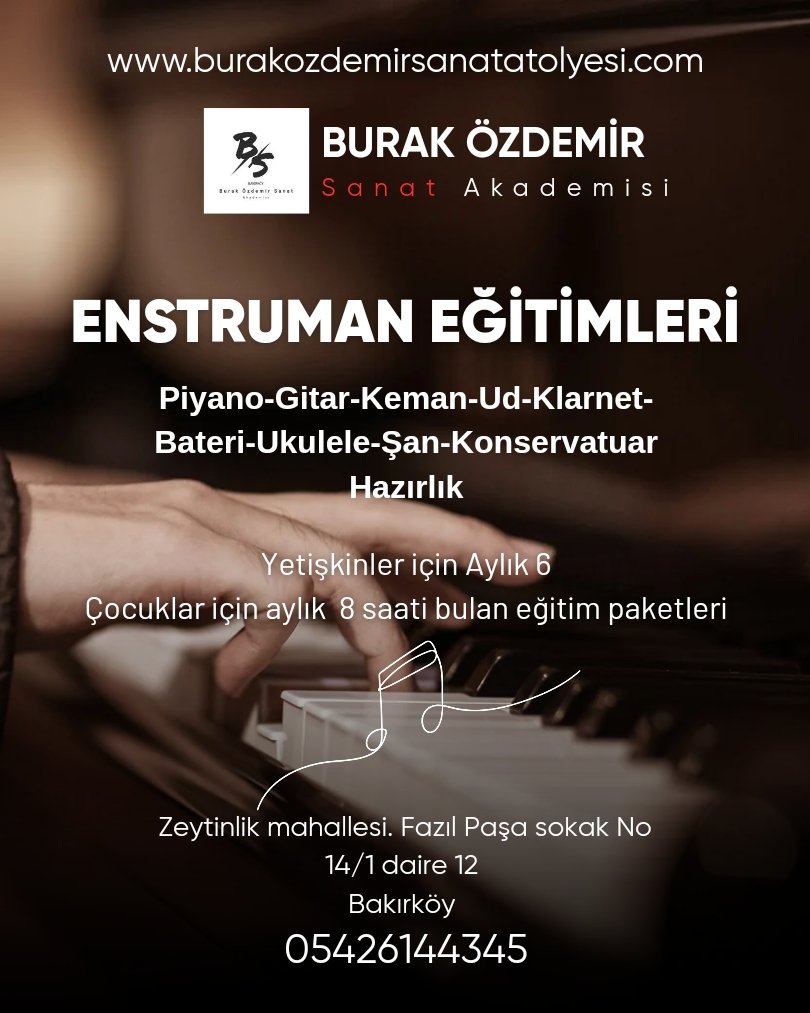 #PiyanoDersleri
#GitarDersleri
#KemanDersleri
#BakırköyMüzik
#MüzikAtölyesi
#GrokcumMüzik
#BakırköyPiyano
#BakırköyGitar
#BakırköyKeman
#MüzikEğitimi
#EnstrümanKursu
#MüzikleÖğren
#SanatAtölyesi
#BakırköySanat
#MüzikYolculuğu